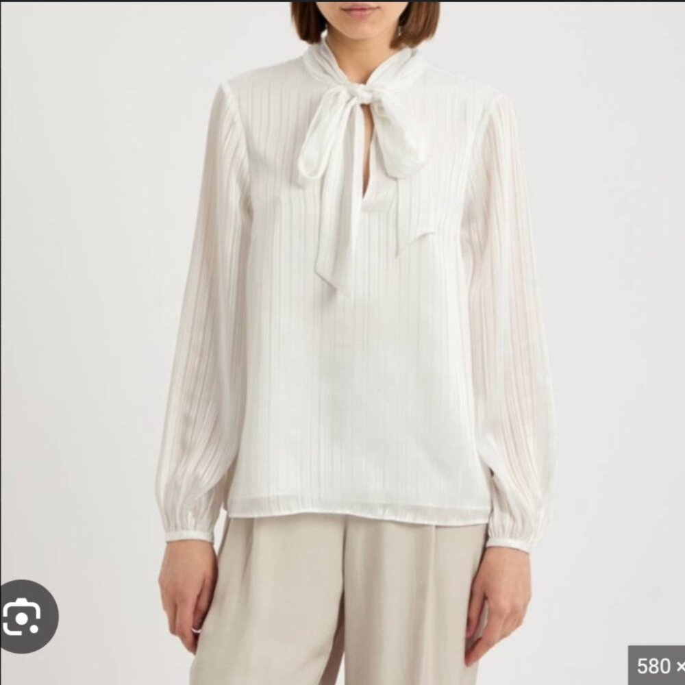 Ted Baker White Silk Bow Blouse